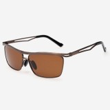 Ochelari de Soare Barbati Polarizati UV400, Rama Metalica Maro + Husa &amp; Laveta Microfibra