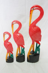 Set 3 pasari flamingo roz clasic 50cm foto