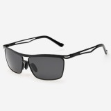 Ochelari de Soare Barbati Polarizati UV400, Rama Metalica Neagra + Husa &amp; Laveta