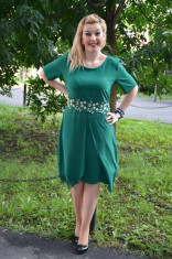 Rochie chic, verde, masura mare, voal aplicat in partea de jos (Culoare: VERDE, Marime: 58) foto