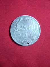 Moneda -Medalion -25 000 lei 1946 Mihai I ,argint , gaurit foto