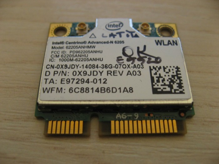 Placa wireless Dell Latitude E5520, Centrino Advanced-N 6205, 62205ANHMW, 0X9JDY