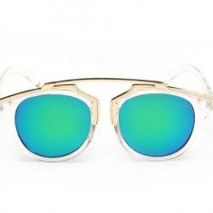 Ochelari Soare Unisex Aviator - Protectie UV 100% , UV400 - Incolor + Verde