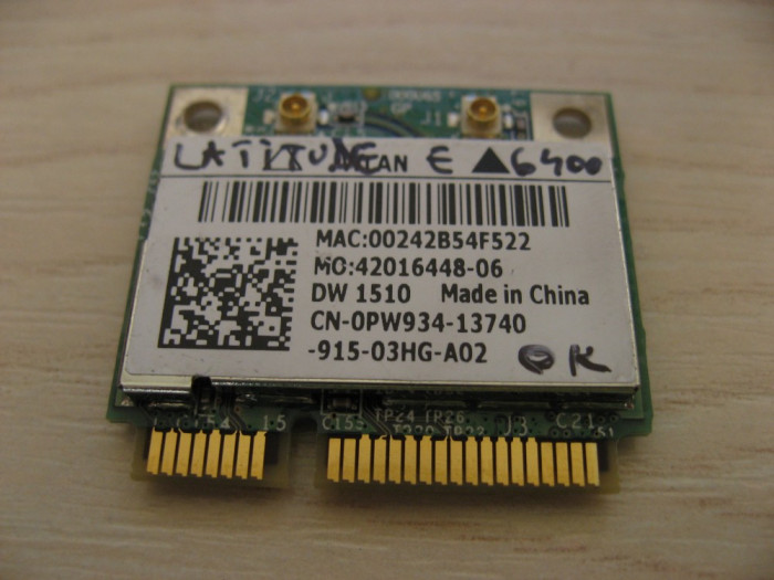 Placa de retea wireless Dell Latitude E6400 DW 1510 0PW934 Broadcom BCM94322HM8L