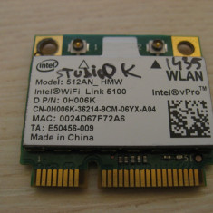 Placa de retea wireless Dell Studio 1435, Intel WiFi Link 5100, 512AN_HMW 0H006K