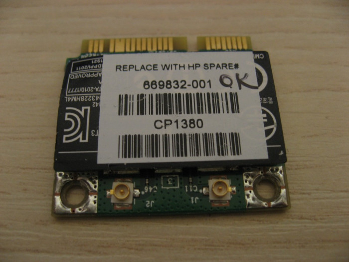 Placa de retea wireless HP ProBook 6475b, Broadcom BCM943228HM4LP1, 669832-001