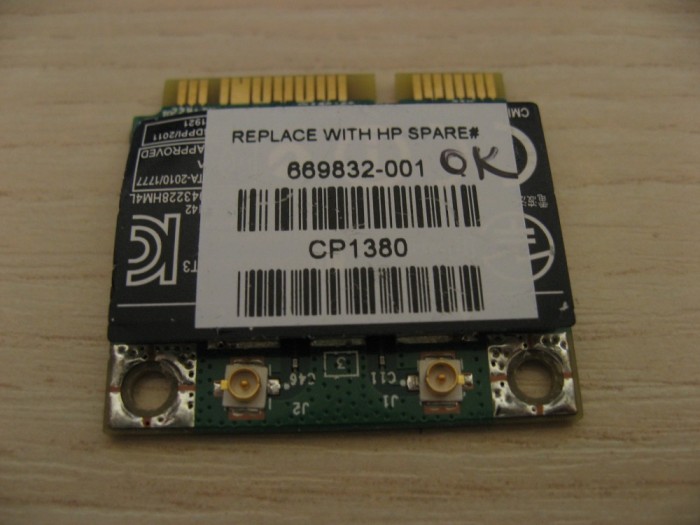 Placa de retea wireless HP ProBook 6475b, Broadcom BCM943228HM4LP1, 669832-001