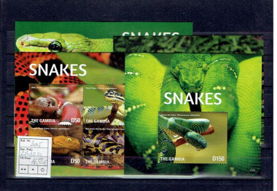 Gambia - snakes - set 2015 - 2 klbg +2 bl. foto