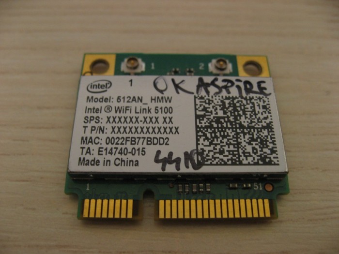 Placa de retea wireless Acer Aspire 4410, Intel WiFi 5100, 512AN_HMW, E14740-015