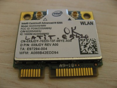 Placa wireless Dell Latitude E5420 Centrino Advanced-N 6205 62205ANHMW 0X9JDY foto