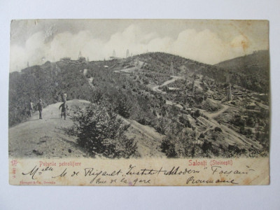 Carte postala circulata 1903 cu puturile petrolifere de la Stoinesti-Bacau foto