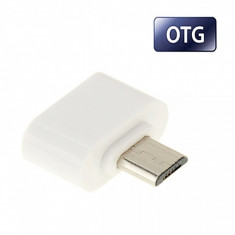 Mini Adaptor OTG microUSB-USB alb foto