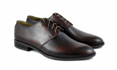 Pantofi barbati lux - eleganti din piele naturala maro cu siret - Model Benito foto