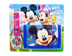 Set ceas pentru copii cu portofel Minnie si Mickey Mouse din desene animate foto