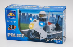 Jucarie constructiva Kazi - Motocicleta de politie 30 piese, joc compatibil lego foto