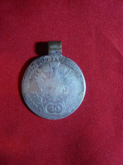 Moneda- Medalion ,cu agatatoare 20 kr.1806 litera A Ungaria ,Francisc II argint foto