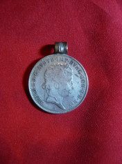 Moneda- Medalion ,cu agatatoare 20 kr.1848 litera A Ungaria ,Ferdinand I, argint foto