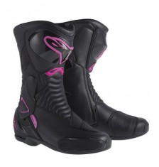 Cizme moto fete Alpinestars Stella S-MX6, negru-roz foto