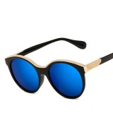 Ochelari Soare Model Retro + Toc + Husa - Protectie UV, UV400 - Albastri, Femei, Protectie UV 100%, Plastic