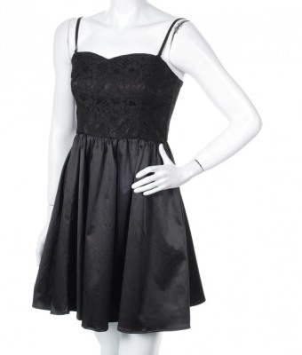 Rochie De Seara H M Din Datela Si Tafta Marime 38 Negru Scurta
