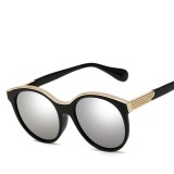 Ochelari Soare Model Retro + Toc + Husa - Protectie UV, UV400 - Argintiu, Femei, Protectie UV 100%, Plastic