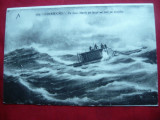 Ilustrata Submarin in larg la Cherbourg , in furtuna - interbelica, Necirculata, Printata