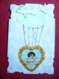 Ilustrata - Felicitare de 1 Aprilie : Peste-Balon cu copil ,in zbor- 1906