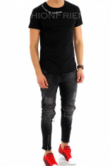 Tricou negru - tricou barbati - tricou fashion - 8069 P7-4 foto
