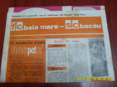 program FC Baia Mare - SC Bacau foto
