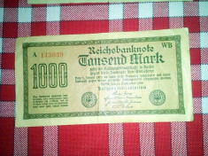 LOT 3 BANCNOTE Reichsbanknote 1922,1000 MARK 1922,1000 MARK 1922 foto