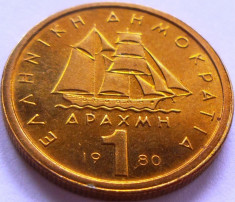 Moneda 1 Drahma - GRECIA, anul 1980 *cod 4845 UNC foto