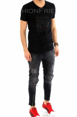 Tricou negru - tricou barbati - tricou fashion - 8076 J4-4 foto