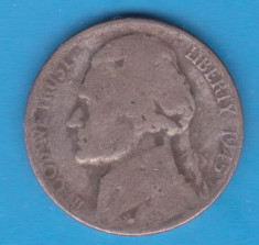 (1) MONEDA DIN ARGINT SUA - 5 CENTS 1945, LIT. S foto