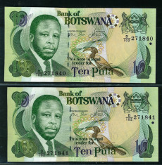 Botswana - Set 2 buc x 10 Pula ND 2007 Serie Consecutiva - UNC P-24b foto