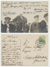 1913 ilustrata zbor Albert Ziegler Sighisoara spre Codlea cu autograf pilot sas foto