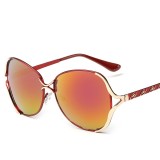 Ochelari De SOare Dama Fashion - Rama Metalica, UV400, Protectie UV - Rosu, Femei, Protectie UV 100%, Metal