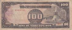 OCUPATIA JAPONEZA IN FILIPINE 100 pesos 1943 VF-!!! foto