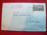 Plic special cu stampila liniara rosie - Al25-lea Targ Lausanne Elvetia 1944