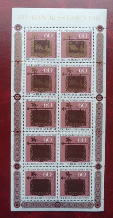 GERMANIA 1980 &ndash; CONGRES FILATELIC ESSEN, KLEIBOGEN nestampilat, G629