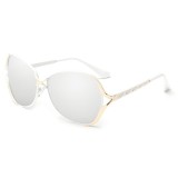 Ochelari De SOare Dama Fashion - Rama Metalica, UV400, Protectie UV - Albi, Femei, Protectie UV 100%, Metal