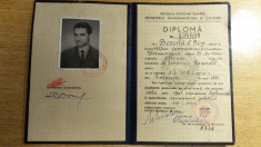 BDA S1 - DIPLOMA ABSOLVIRE - FACULTATEA ECONOMIE - 1961 - PIESA DE COLECTIE foto