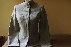 Sacou Sisley, stofa de lana 98%, gri, deschis, guler tunica foto