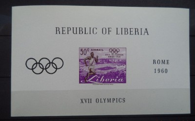 LIBERIA 1960 &amp;ndash; ATLETISM OLIMPIADA ROMA, COLITA NDT MNH, AC11 foto