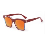 Ochelari De Soare Retro Style - UV400, Oglinda , Protectie UV 100% - Rosu, Femei, Protectie UV 100%, Plastic