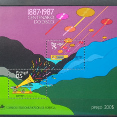 PORTUGALIA 1987 – INSTRUMENTE MUZICALE, GRAMOFON, bloc nestampilat K111