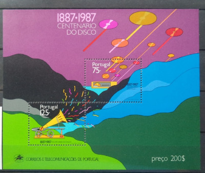 PORTUGALIA 1987 &amp;ndash; INSTRUMENTE MUZICALE, GRAMOFON, bloc nestampilat K111 foto