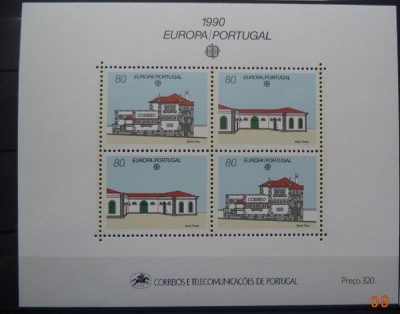 PORTUGALIA 1990 &amp;ndash; ARHITECTURA EUROPA CEPT, bloc nestampilat K111 foto