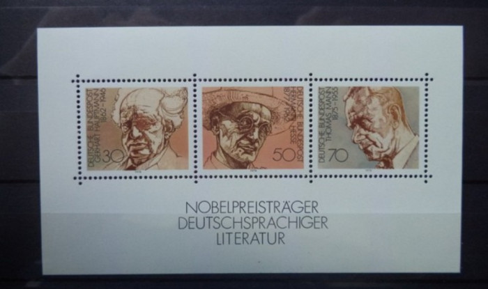 GERMANIA 1978 &ndash; LAUREATI PREMIUL NOBEL PENTRU LITERATURA, bloc nestampilat, AC13