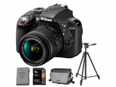 DSLR NIKON D3300 Kit AF-P 18-55mm VR (black) + accesorii foto