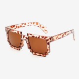 Ochelari Soare Model - MINECRAFT 8 BIT PIXEL - Unisex , Noi - Model 6, Plastic, Maro